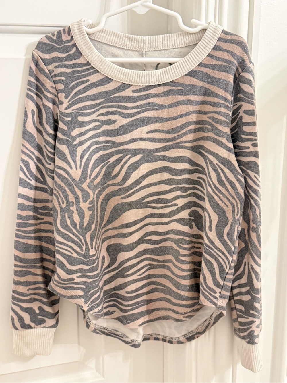 Chaser tan and grey/black Zebra Print Long Sleeve Tee
